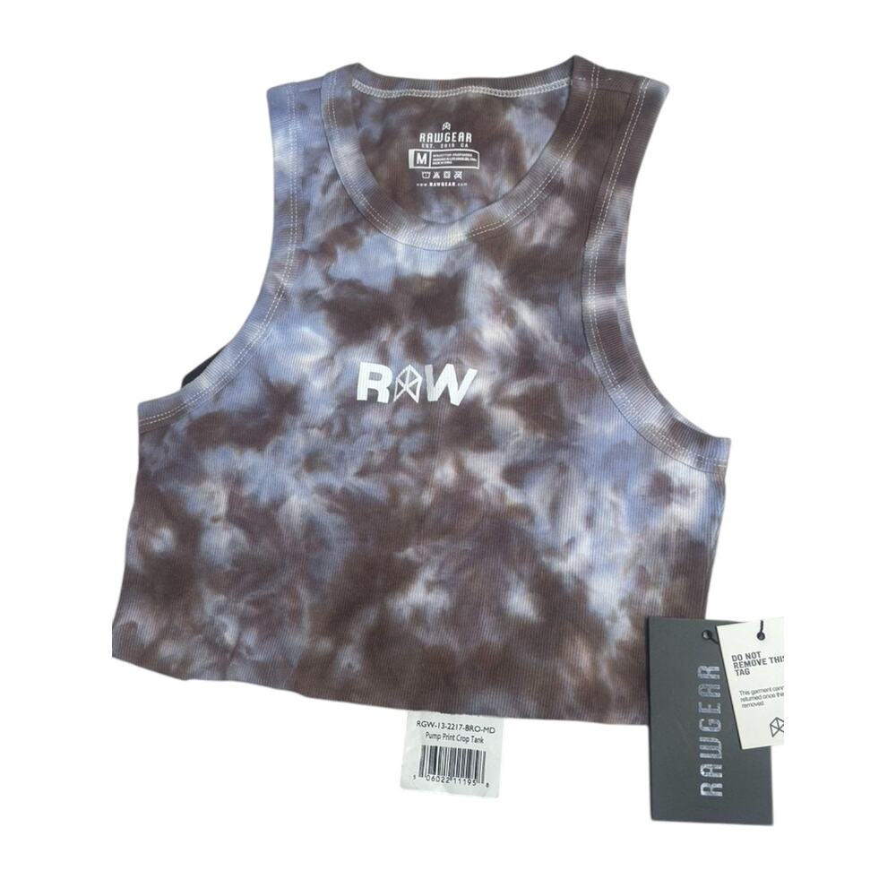 Rawgear Pump Print Crop Tank Brown & Blue Tye-Dye Sz Medium NEW